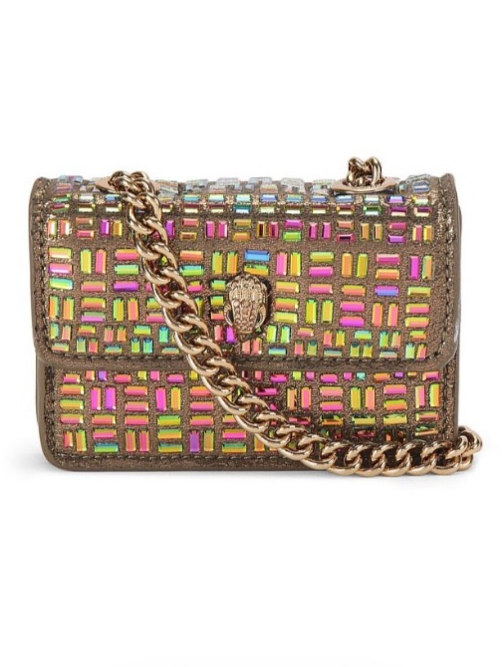 Kurt Geiger London Micro Kensington Crystals Crossbody Bag Multi Gold NIB Flaws